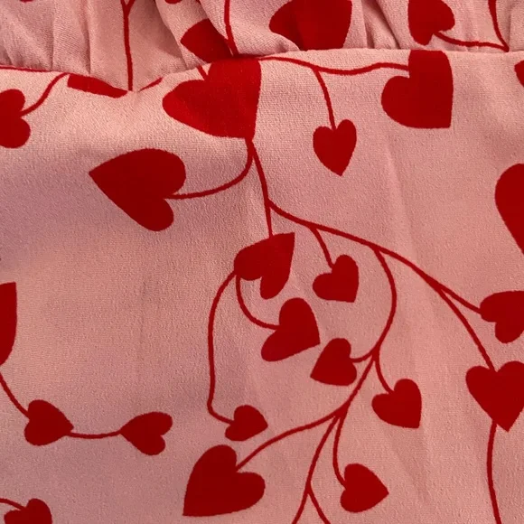 SHEIN pink red heart print all over crop top, size S Barbiecore festival summer - Picture 10 of 14